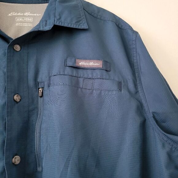 Eddie Bauer Dark Teal Short Sleeve Button Down Shirt XXL Vented Fishing - Picture 4 of 9